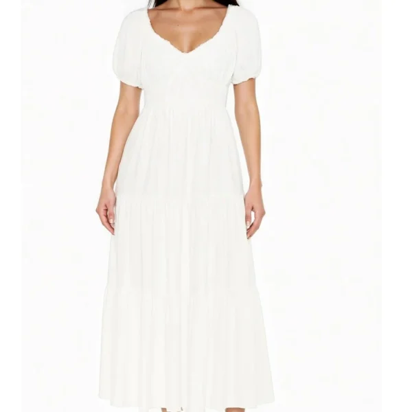 Tiered Puff-Sleeve Maxi Dress Tiered Puff-Sleeve Maxi Dress