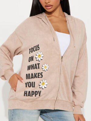 1 Printed Zip up Women Hoodies