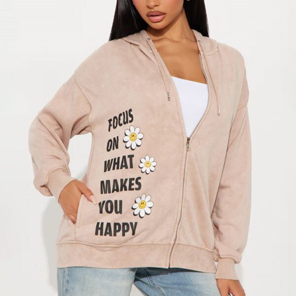 Printed Zip up  Women Hoodies