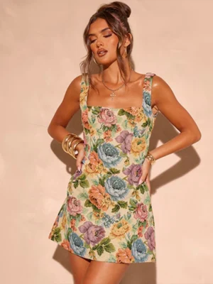 Stone Floral Twill Bodycon Dress Stone Floral Twill Bodycon Dress