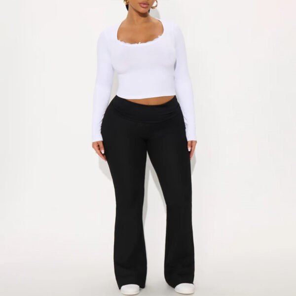 1 Custom Solid Knit Fold Over Cotton Women pants