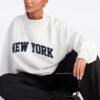 1 Mock Neck Embroidery Women Sweatshirt