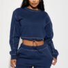 1 Crew Neck Cropped Sweatshirt Set