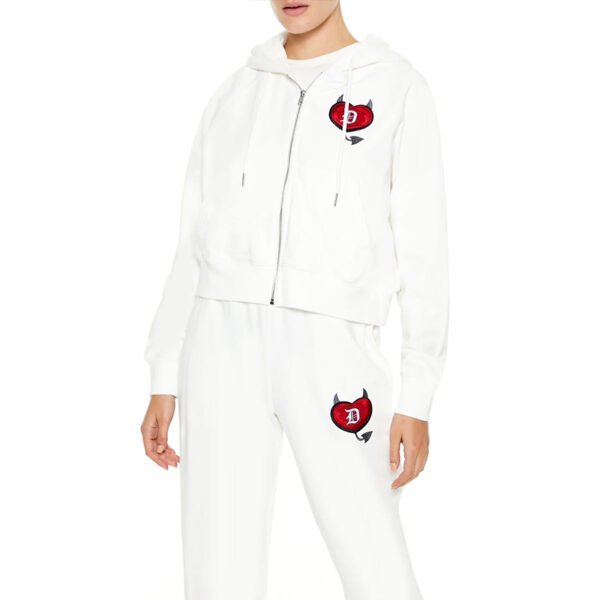 Zip up Embroidery Women Hoodie Set