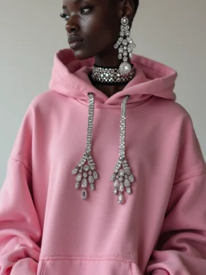 crop hoodies Blank Hoodie With Rhinestones