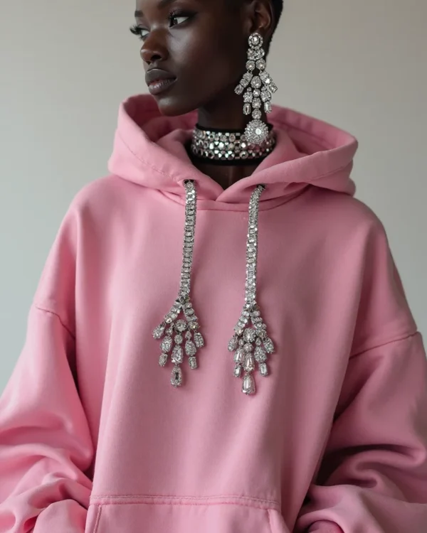 Blank Hoodie With Rhinestones