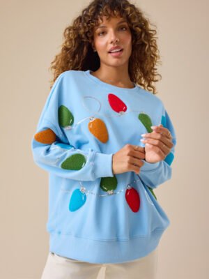 1 Embroidery Crew Neck Women Sweatshirt