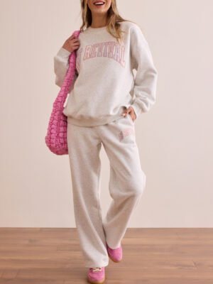 Custom Crew Neck Women Sweatshirt Set