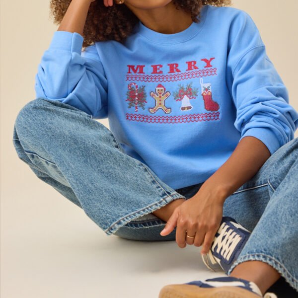 1 Embroidery Crew Neck Women Sweatshirt