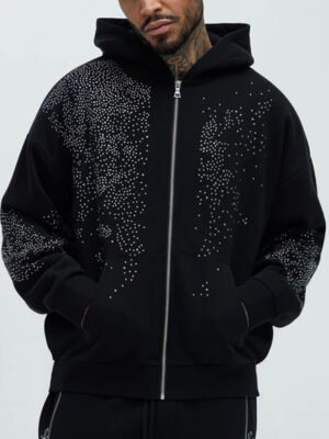 1 Custom Zip up Rhinestone Men Hoodies
