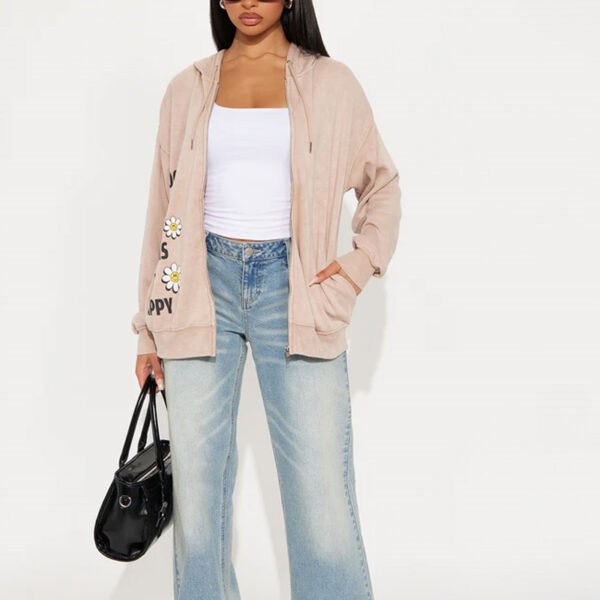 Printed Zip up  Women Hoodies