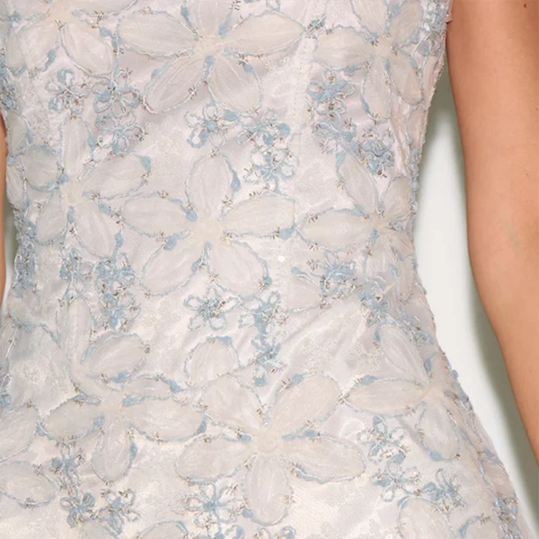 Blue Floral Jacquard Shift Dress