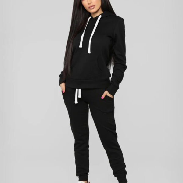2 Solid Women Hoodie Set