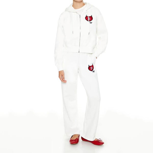 Zip up Embroidery Women Hoodie Set