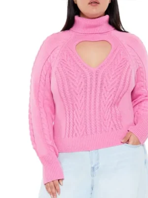 Plus Size Heart Cut Out Sweater