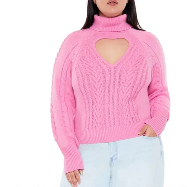 Plus Size Heart Cut Out Sweater