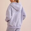 Zip Embroidered Women Hoodie Set