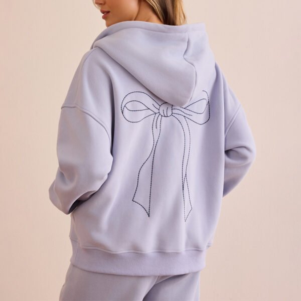 Zip Embroidered Women Hoodie Set