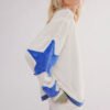 2 Applique Embroidery Blue Star Sweatshirt