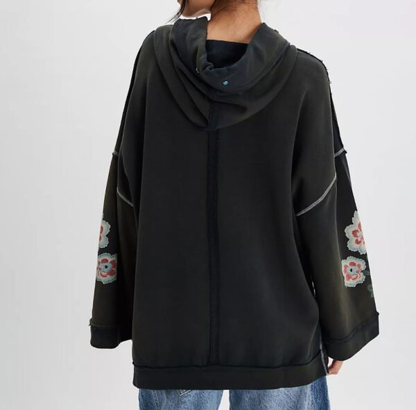 2 Rhinestone College Black Pullover Hoodie