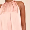 3 Peach Satin Halter Neck Shift Dress