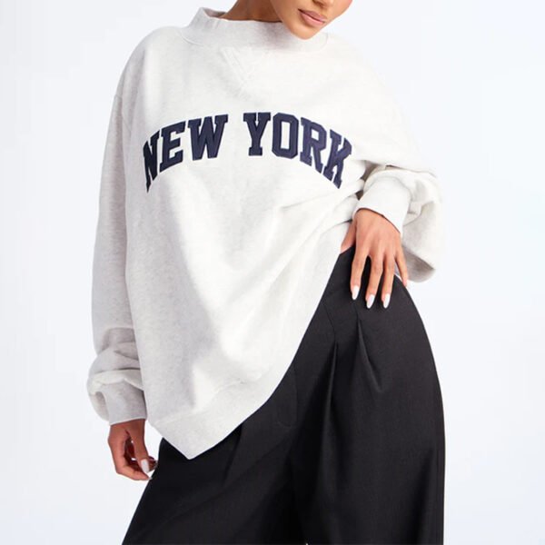 3 Mock Neck Embroidery Women Sweatshirt