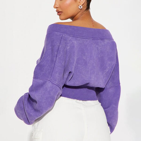 3 V-neck Cotton Solid Women Sweatshirt