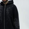 Custom Zip up Rhinestone Men Hoodies