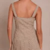 4 Cream Check Strap Shift Dress