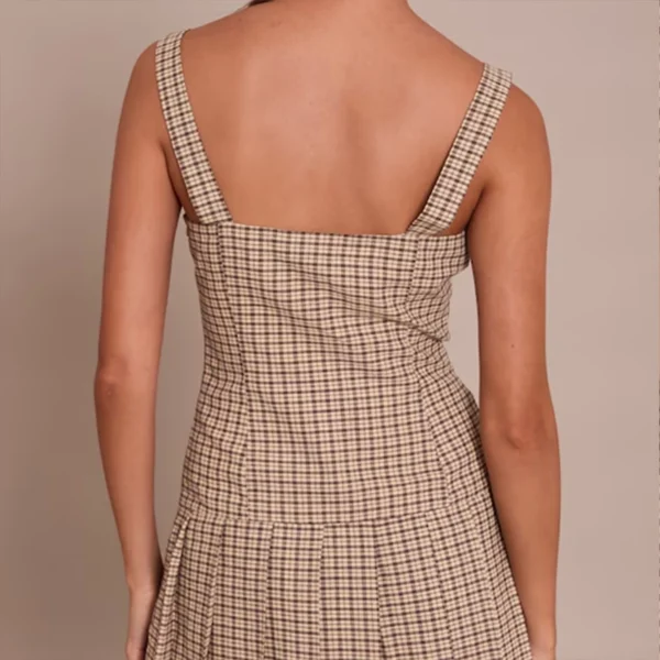 4 Cream Check Strap Shift Dress
