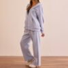 Zip Embroidered Women Hoodie Set