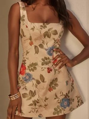 Multi Floral Corset A Line Shift Dress