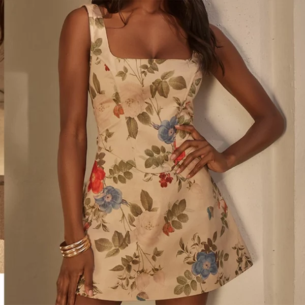 Multi Floral Corset A Line Shift Dress