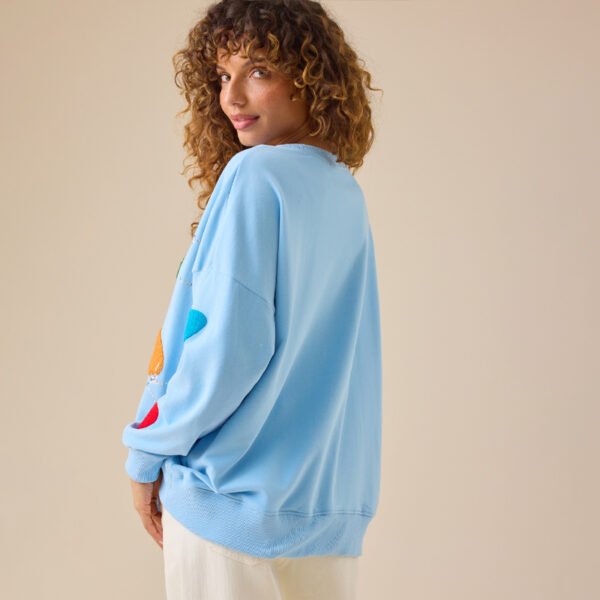 5 Embroidery Crew Neck Women Sweatshirt