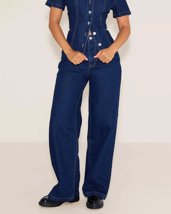 Petite Indigo Blue Wash Straight Leg Mid Rise Jeans 2 Petite Indigo Blue Wash Straight Leg Mid Rise Jeans