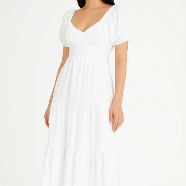 Tiered Puff-Sleeve Maxi Dress Tiered Puff-Sleeve Maxi Dress