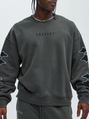 1 Embroidery Crew Neck Sweatshirt Set