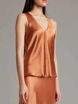 Sleeveless Raw Center Seam Top