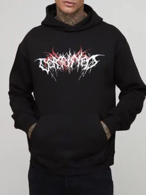 Custom Tall Oversized Gothic Man Vintage Wash Print Hoodie