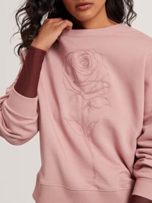 1 Embroidery Floral Women Crewneck Sweatshirt