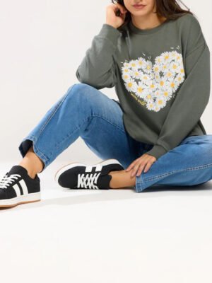 1 Daisy Print Studded Sweatshirt