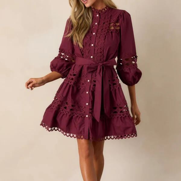 100% Cotton Plum Eyelet Mini Dress 100% Cotton Plum Eyelet Mini Dress