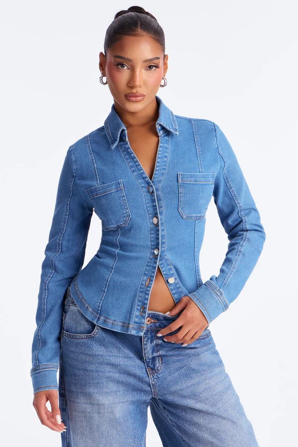 1 Medium Wash Made Denim Top Shirt