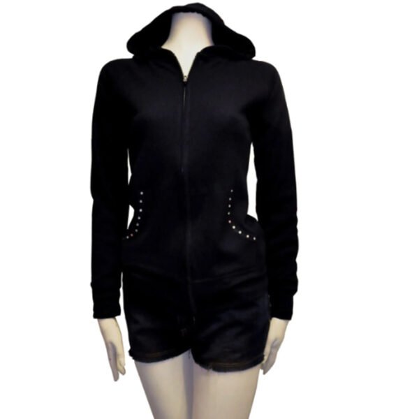 1 Custom Bling Angel Wings Rhinestone Full Zip Up Women Hoodie