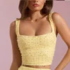 Embellished Low-Rise Mini Top in Yellow Embellished Low-Rise Mini Top in Yellow