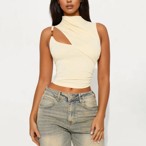 1 High Quality Mock Neck Cut Out Women Top