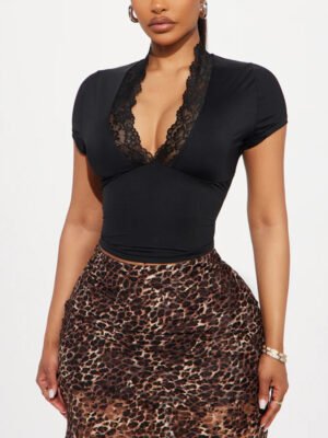 1 High Quality Women Lace Short Sleeve Top