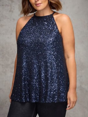 1 Basics Sequin Halter Neck Top