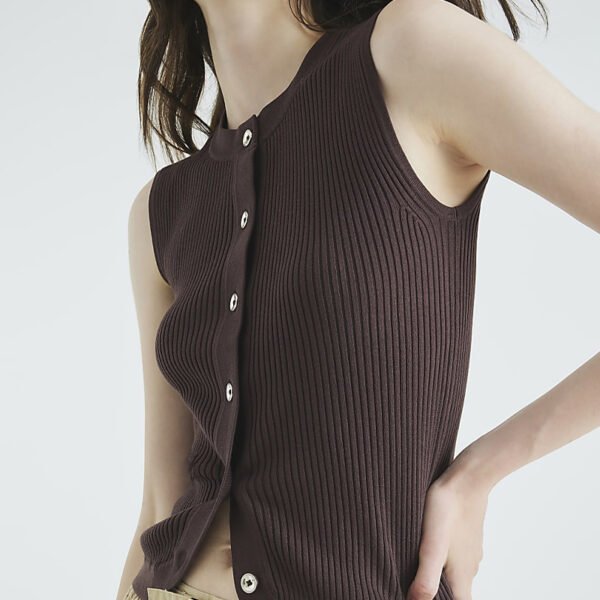 Basics Curved Hem Ribbed Top for Women