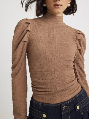 1 Long Sleeve Ruched Shoulder Top for Women